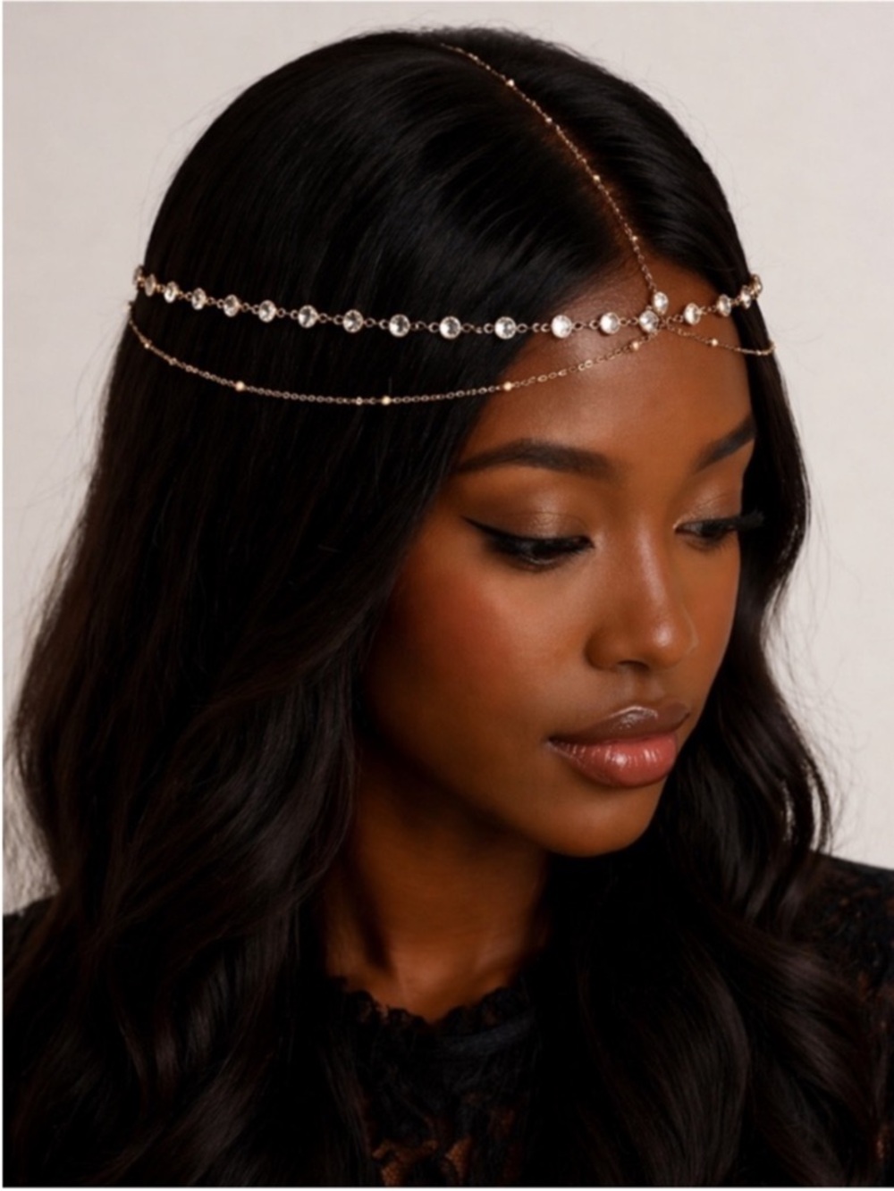 Trending! Gold Rhinestone Head Chain Festival Boho (4001)